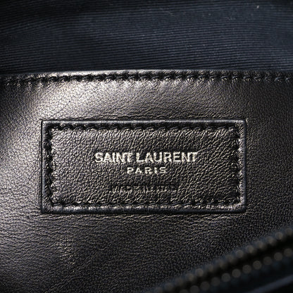 Saint Laurent Calfskin Mixed Matelasse Triquilt Large Monogram Satchel Deep Marine 5 of 10