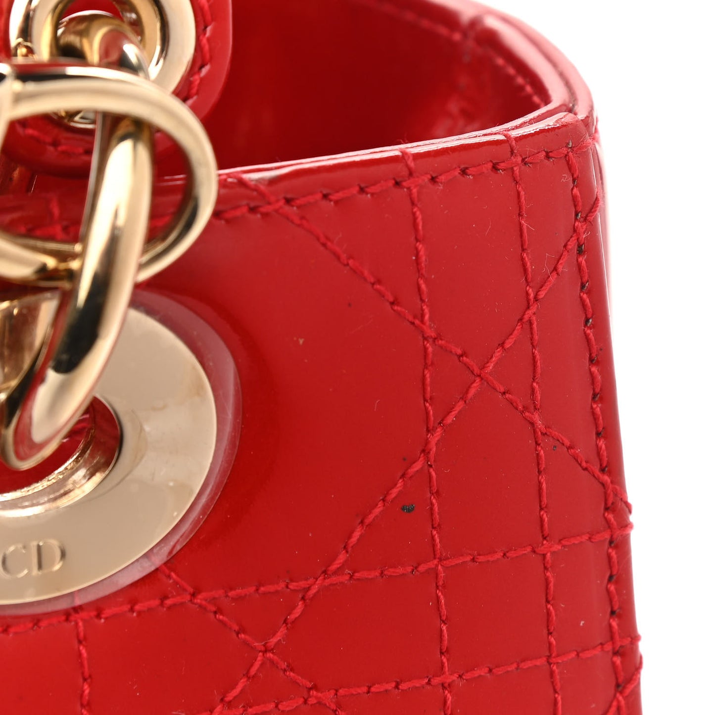 Patent Cannage Stitched Medium Lady Dior Red