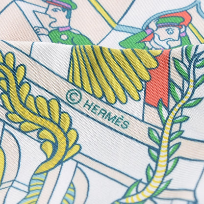 Hermes Silk Animapolis Twilly White Vert Rose 4 of 4