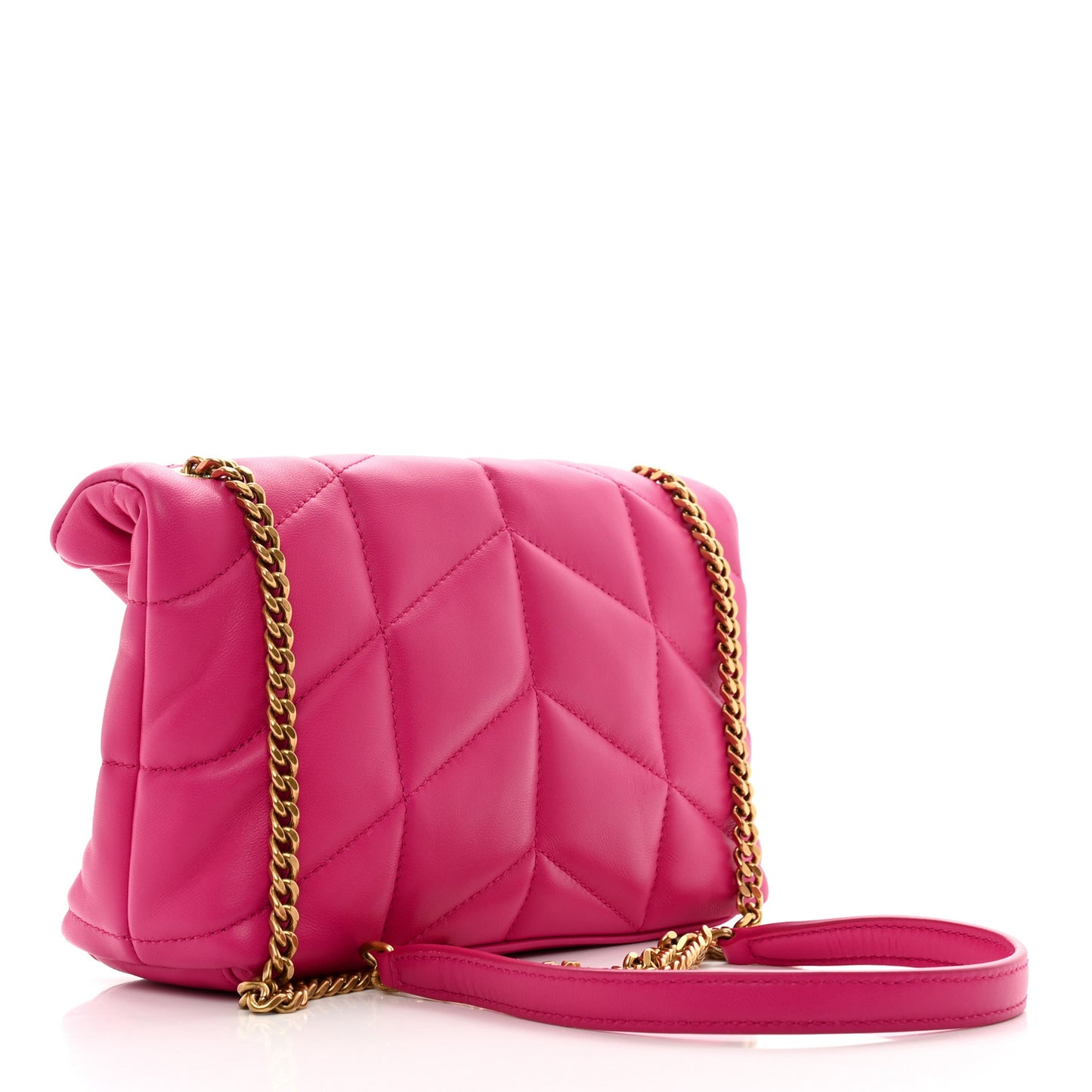 Lambskin Quilted Toy Loulou Puffer Monogram Chain Satchel Bubblegum