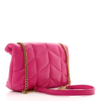 Saint Laurent Lambskin Quilted Toy Loulou Puffer Monogram Chain Satchel Bubblegum 3 of 9