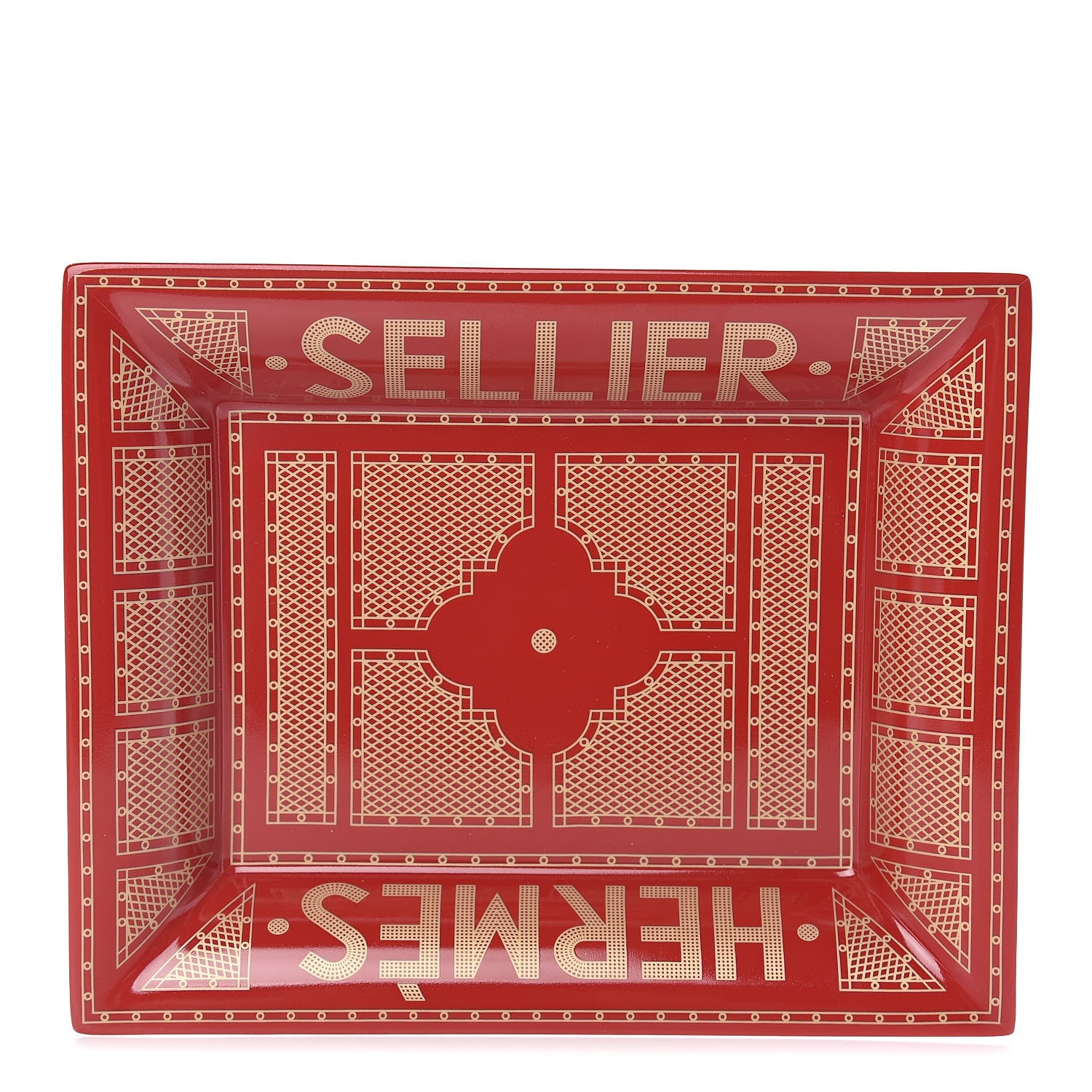 Hermes Porcelain Sellier Change Tray Rouge Or 1 of 5