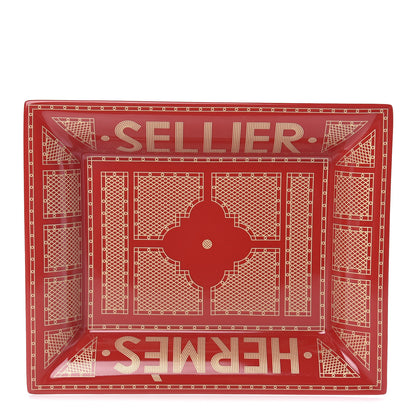 Hermes Porcelain Sellier Change Tray Rouge Or 1 of 5