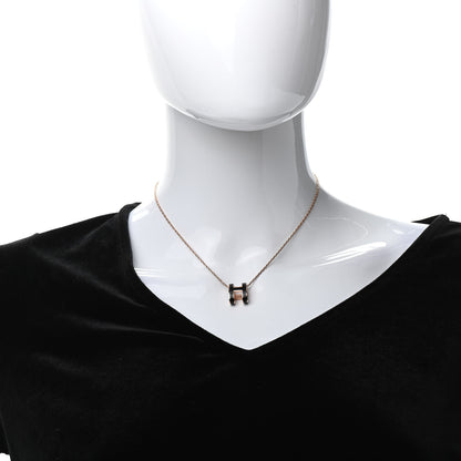 Hermes Lacquered Rose Gold Pop H Pendant Necklace Black 2 of 6