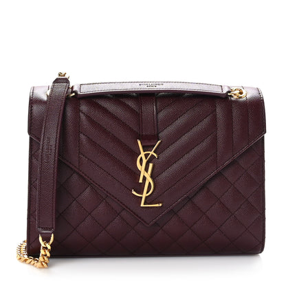 Saint Laurent Grain De Poudre Textured Mixed Matelasse Medium Triquilt Monogram Satchel Rouge Legion 1 of 8