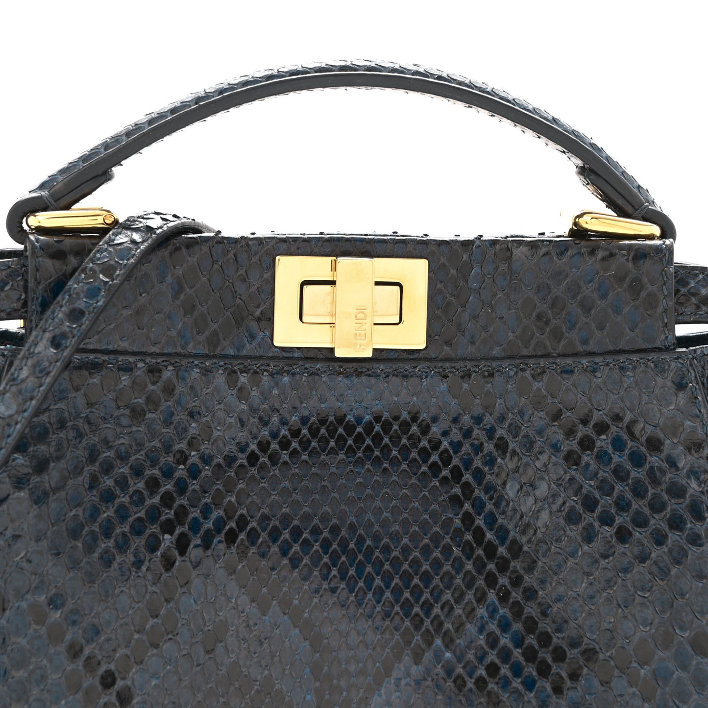 Python Shiny Nappa Mini Peekaboo Iconic Satchel Blue Jeans