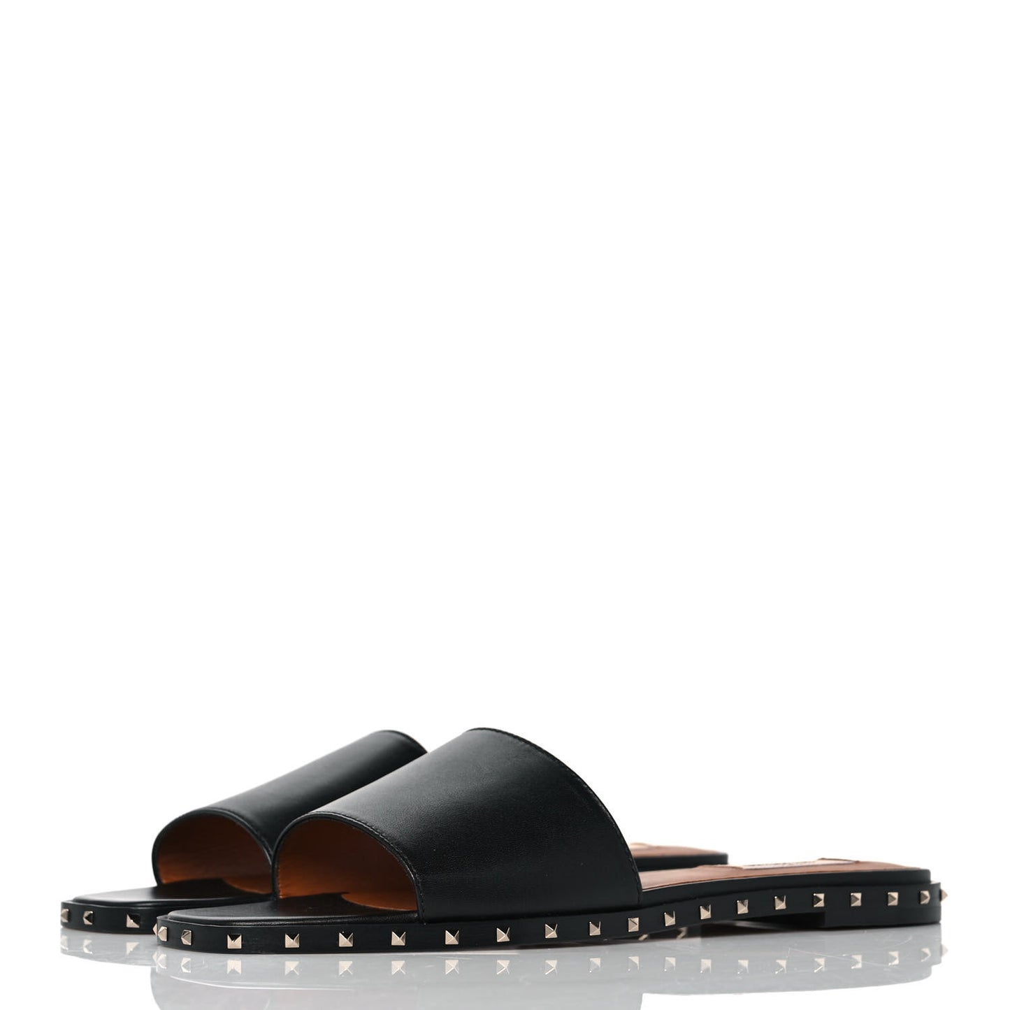 Nappa Soul Rockstud Flat Slide Sandals 38.5 Black