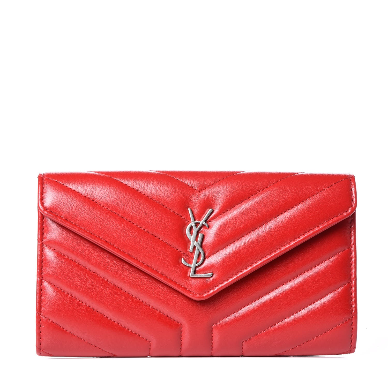 Saint Laurent Lambskin Y Quilt Monogram Large Loulou Flap Wallet Rouge Eros 1 of 10
