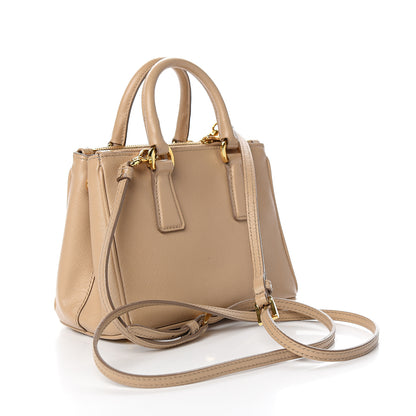 Prada Saffiano Lux Micro Galleria Double Zip Tote Sabbia 2 of 12