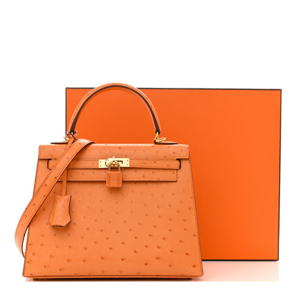 Hermes Ostrich Kelly Sellier 25 Abricot 3 of 11