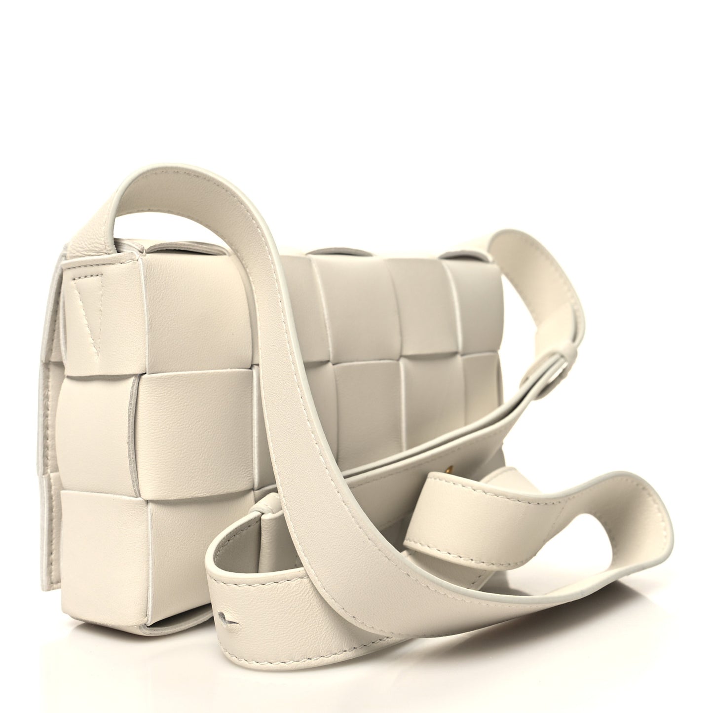Lambskin Maxi Intrecciato Small Cassette Crossbody Bag White
