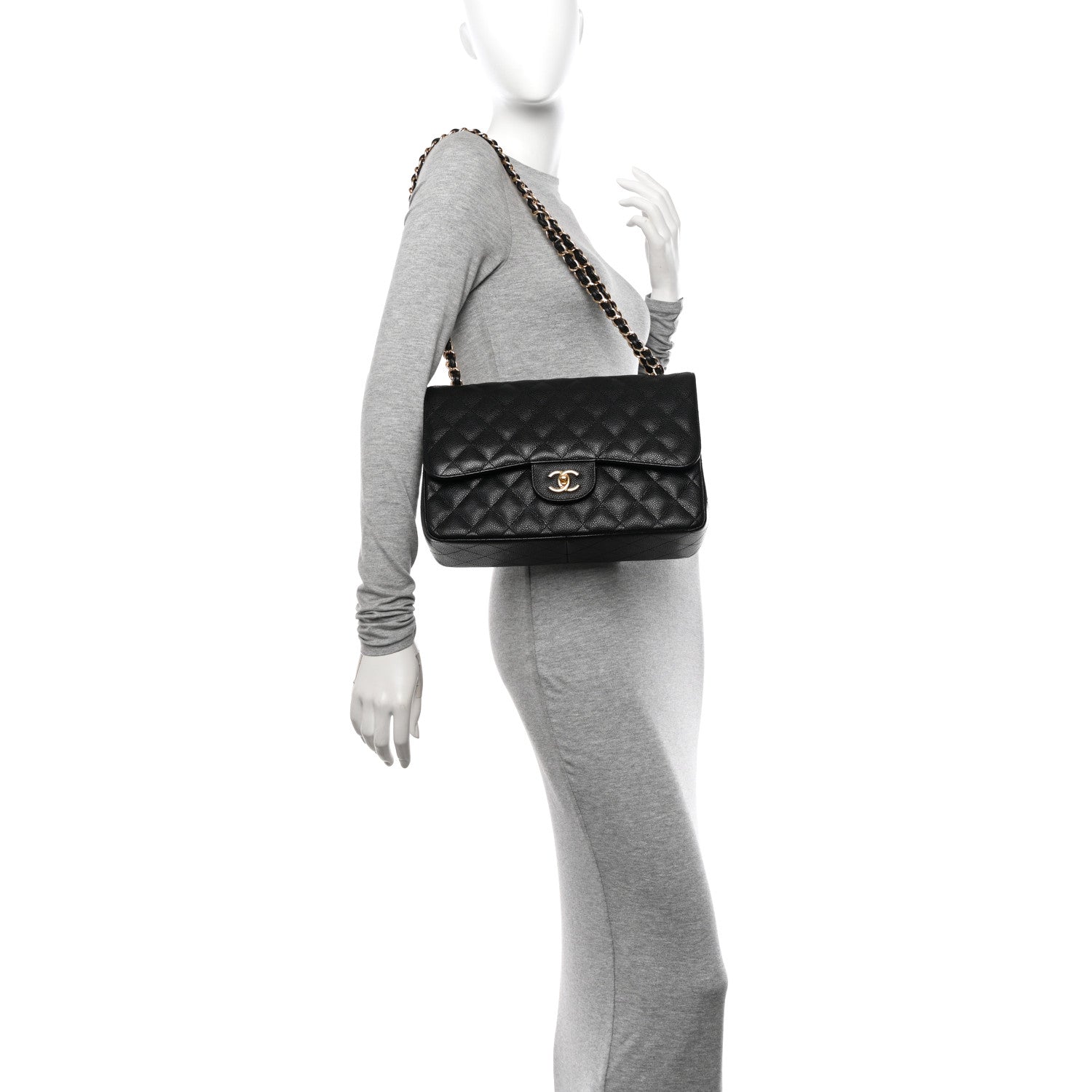 Chanel Caviar Quilted Jumbo Double Flap Black 2 of 13