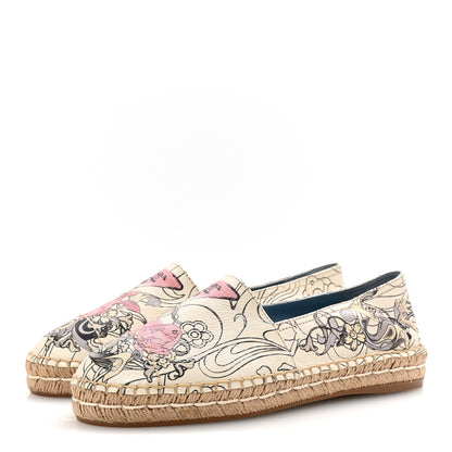 Prada X JAMES JEAN Glace Calfskin Rabbit Print Espadrilles 38 Opaline 4 of 9