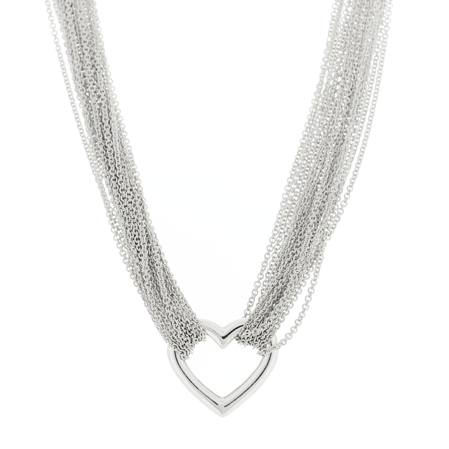 Tiffany Sterling Silver Heart Multi Chain Toggle Necklace 1 of 4
