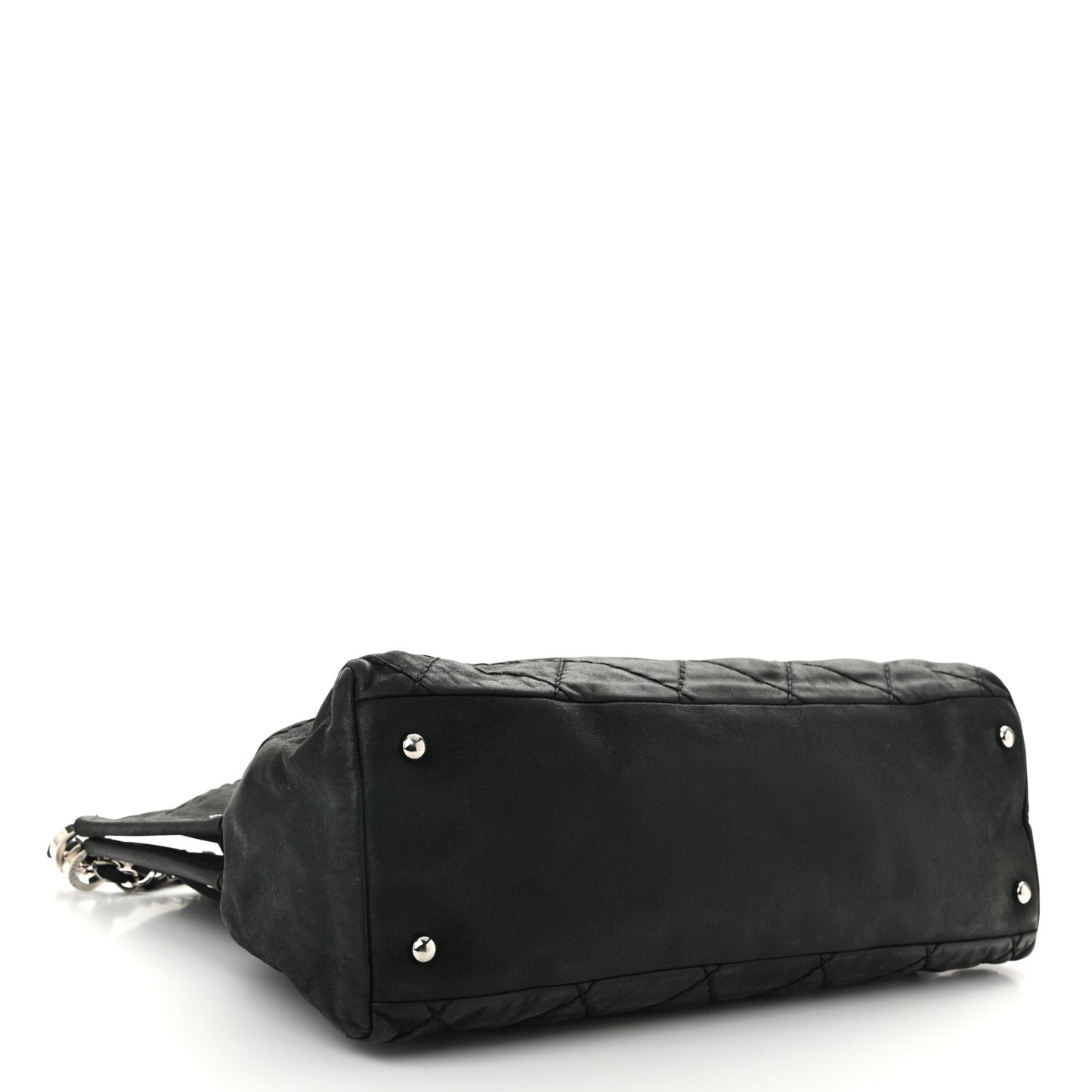 Iridescent Calfskin Quilted Small Sea Hit Tote Black