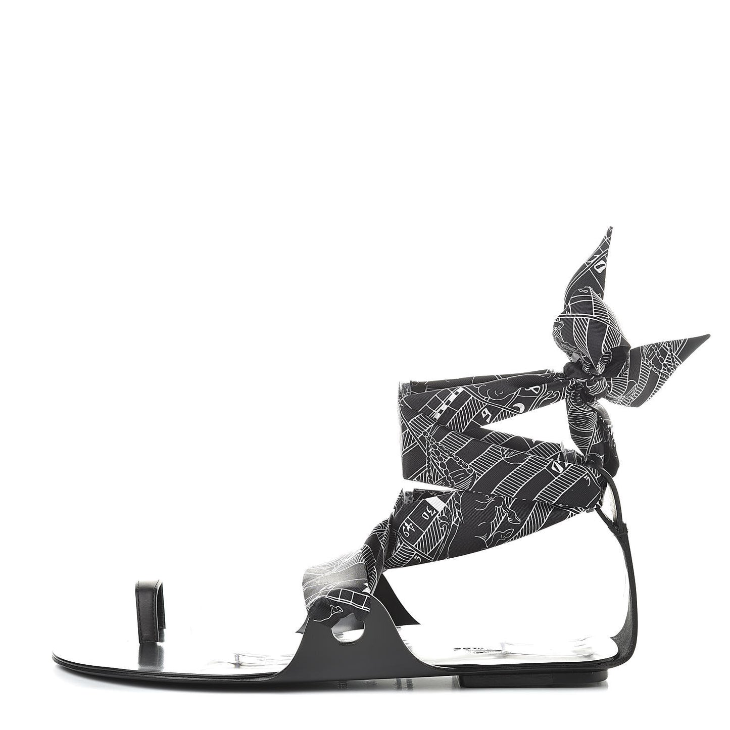 Calfskin Silk Torsade Sandals 40 Black