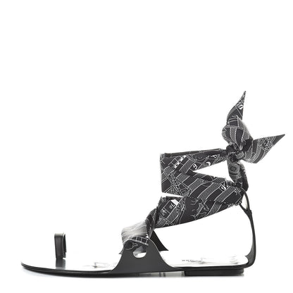 Hermes Calfskin Silk Torsade Sandals 40 Black 1 of 8