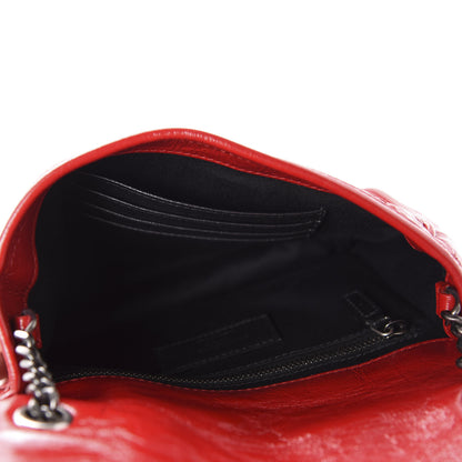 Saint Laurent Crinkled Calfskin Matelasse Monogram Niki Chain Wallet Red 5 of 10