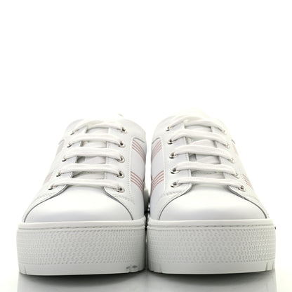 Hermes Calfskin Nappa Dare Sneakers 37.5 White Rose Dore 2 of 8