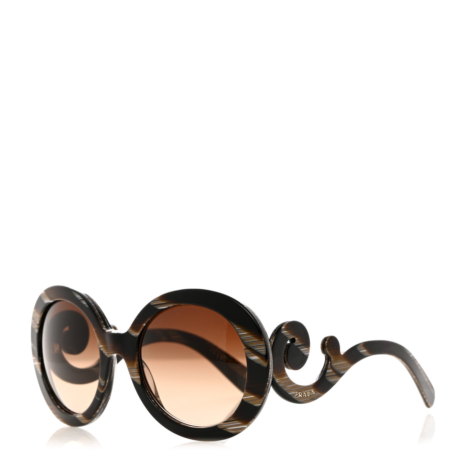 Prada Baroque Sunglasses SPR 27N Black Horn 1 of 8