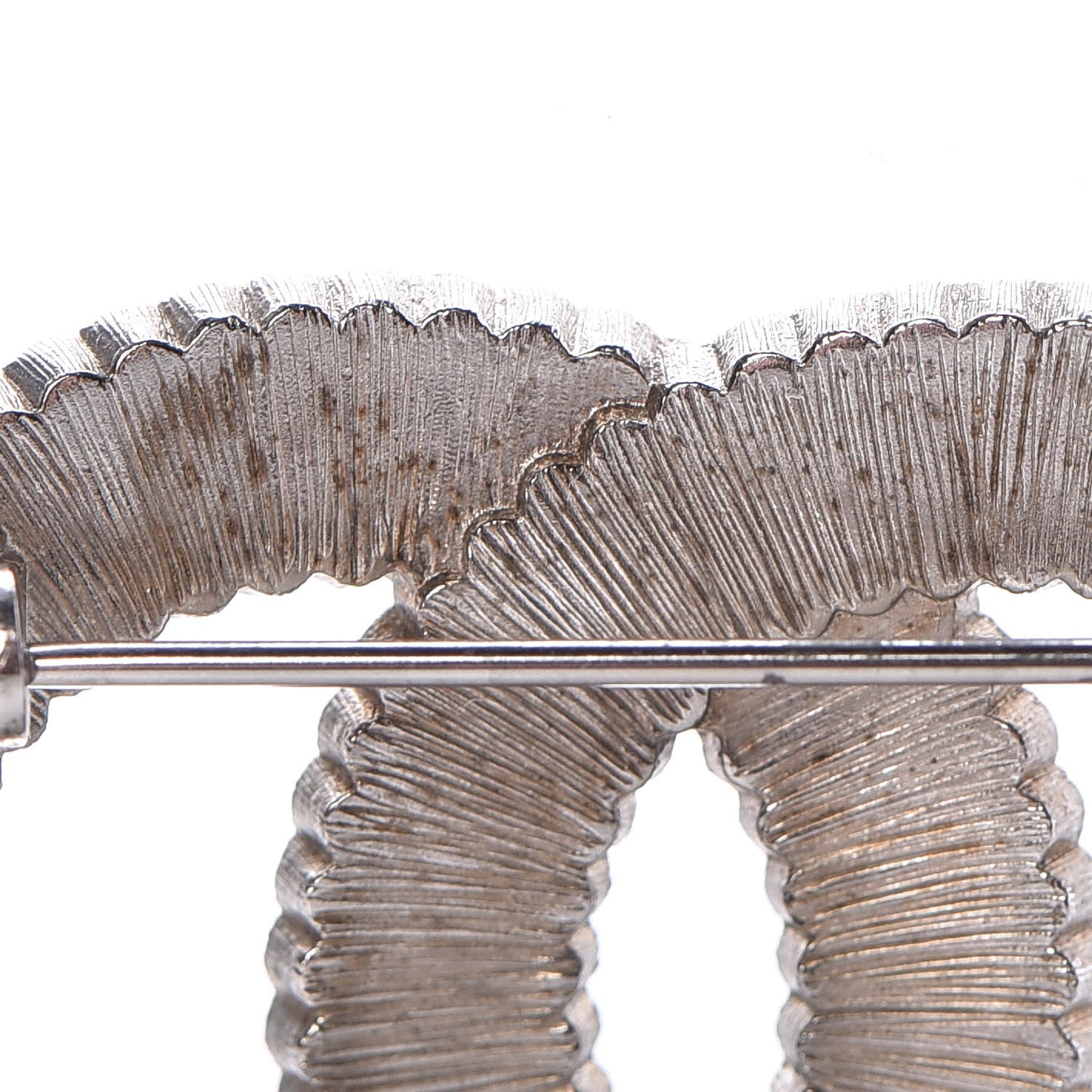 Crystal Glass CC Brooch Silver