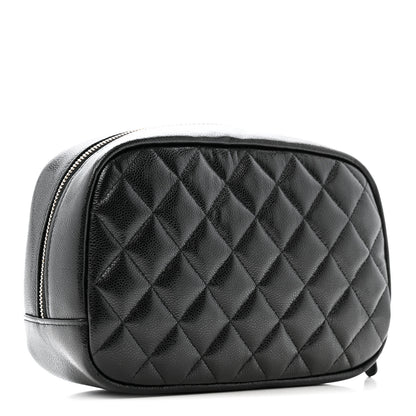 Chanel Caviar Quilted Medium Curvy Pouch Cosmetic Case Black 3 of 8
