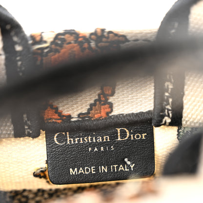 Christian Dior Canvas Embroidered Pixel Zodiac Mini Book Tote Phone Bag Latte Multicolor 6 of 13