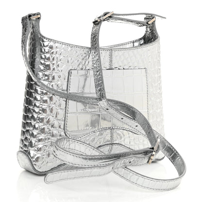 Balenciaga Metallic Super Supple Calfskin Crocodile Embossed Small XX Bag Silver 3 of 9