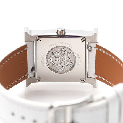 Hermes Stainless Steel Epsom Lacquer 21mm Heure H Hour Quartz Watch Blanc 5 of 6