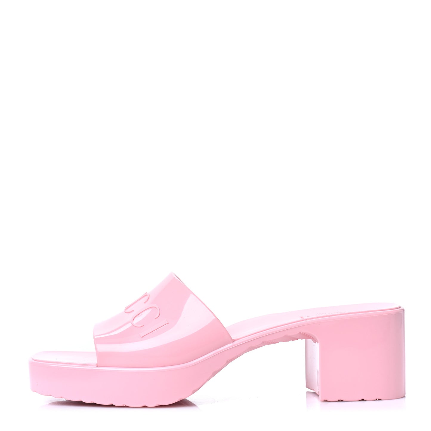 Rubber Gucci Logo Womens Platform 20/60mm Slide Sandals 37 Wild Rose