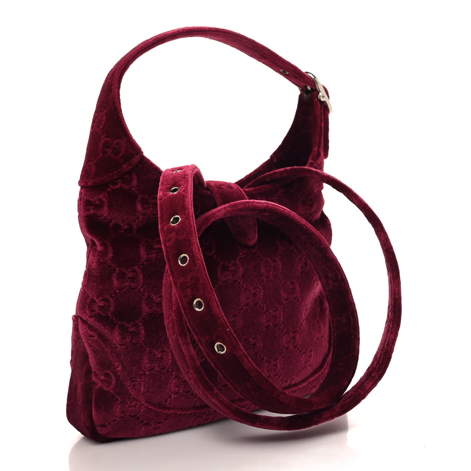 Gucci New Velvet Ashmir GG Monogram Small Jackie 1961 Hobo Red 3 of 10