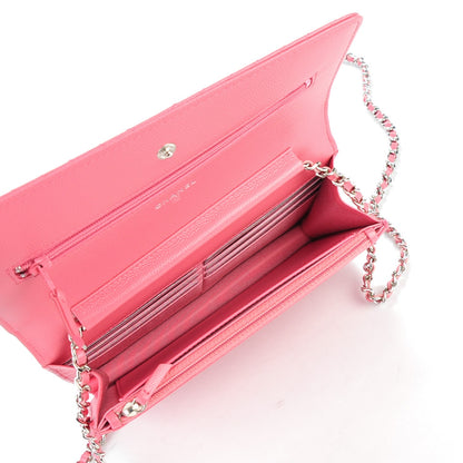 Chanel Caviar Chevron Wallet On Chain WOC Pink 5 of 8