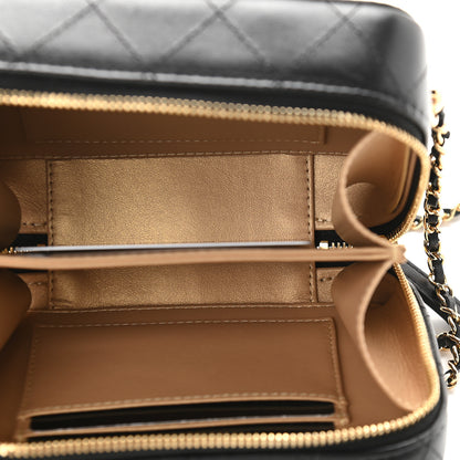 Chanel Lambskin Quilted Golden Plate Clutch With Chain Black 5 of 9