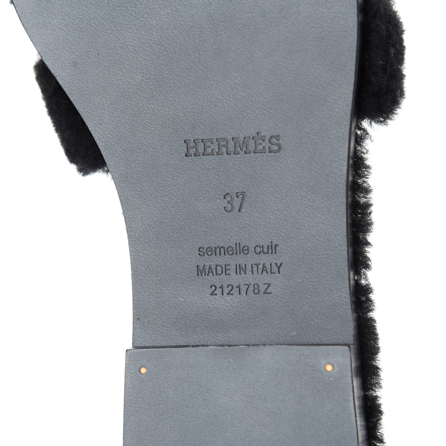 Hermes Woolskin Oran Sandals 37 Black 7 of 8