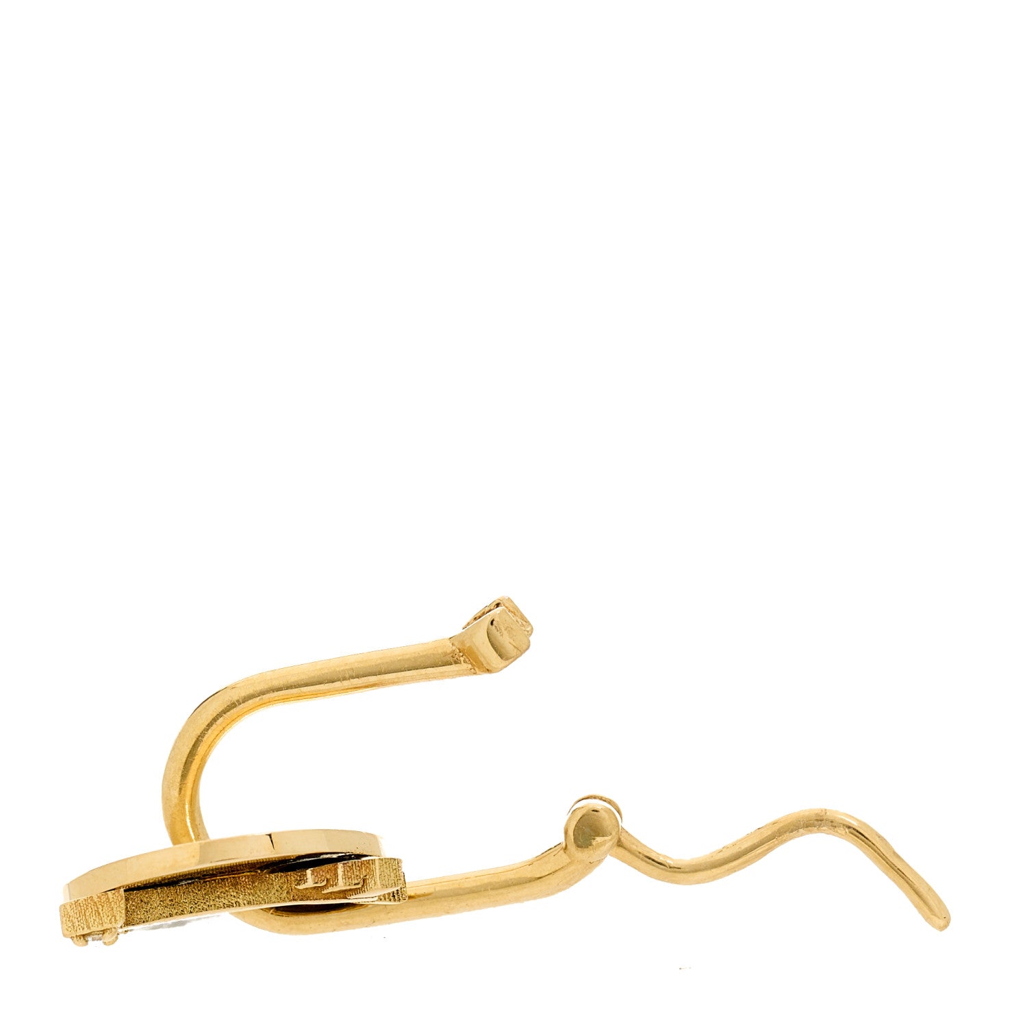 Foundrae 18K Yellow Gold Diamond Champleve Enamel Arrow Dream Champleve Symbol Disk Petite Fob Link Single Earring Black 4 of 4