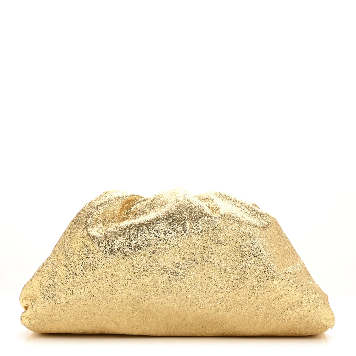 Metallic Crinkled Lambskin The Pouch Oversized Clutch Oro