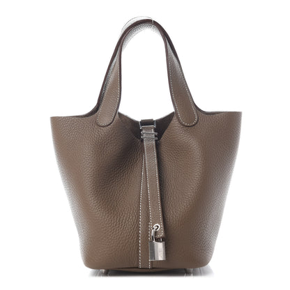 Hermes Taurillon Clemence Picotin Lock 18 PM Etoupe 1 of 9