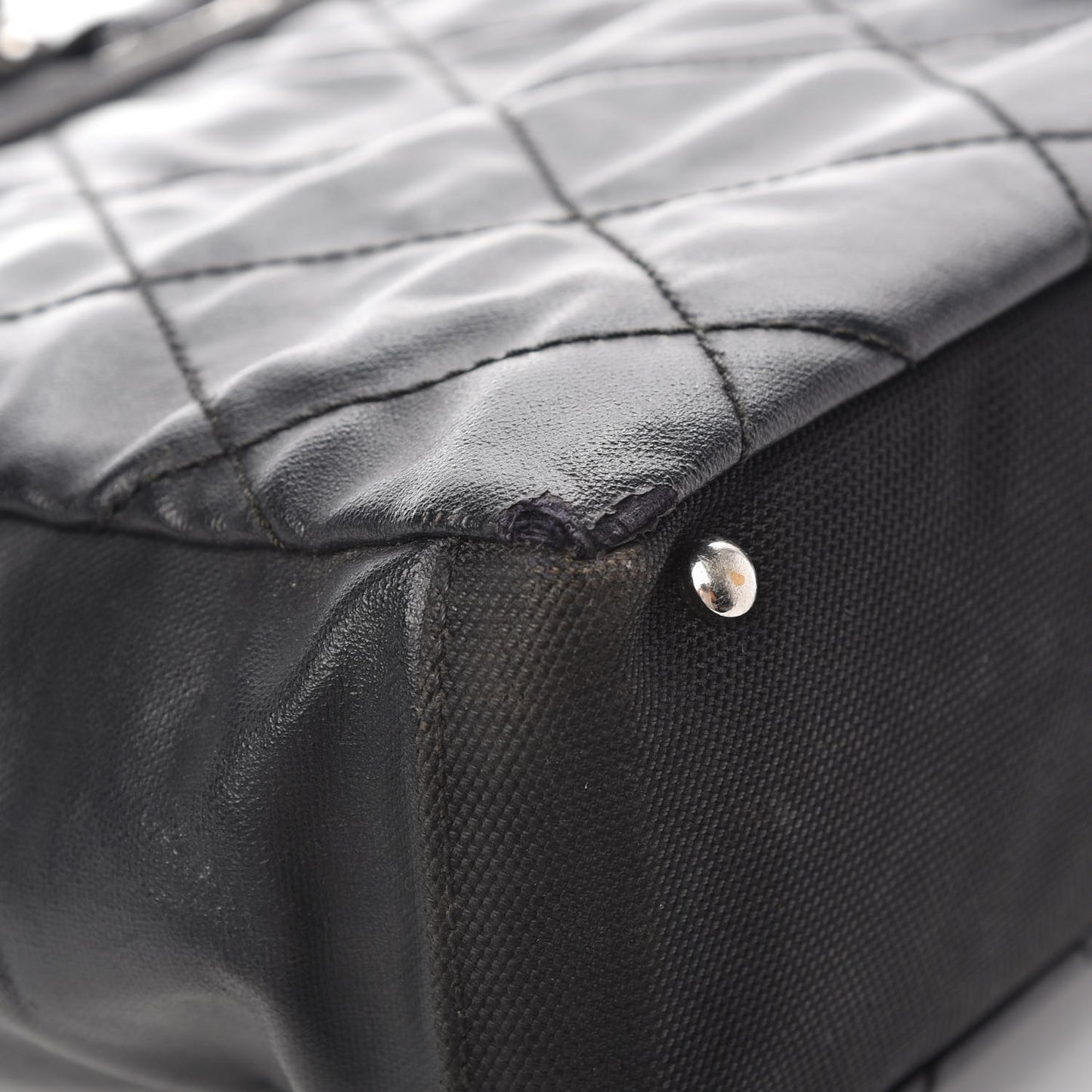 Coated Canvas Quilted Small Paris Biarritz Tote Black