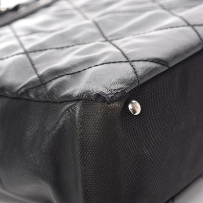 Chanel Coated Canvas Quilted Small Paris Biarritz Tote Black 11 of 15