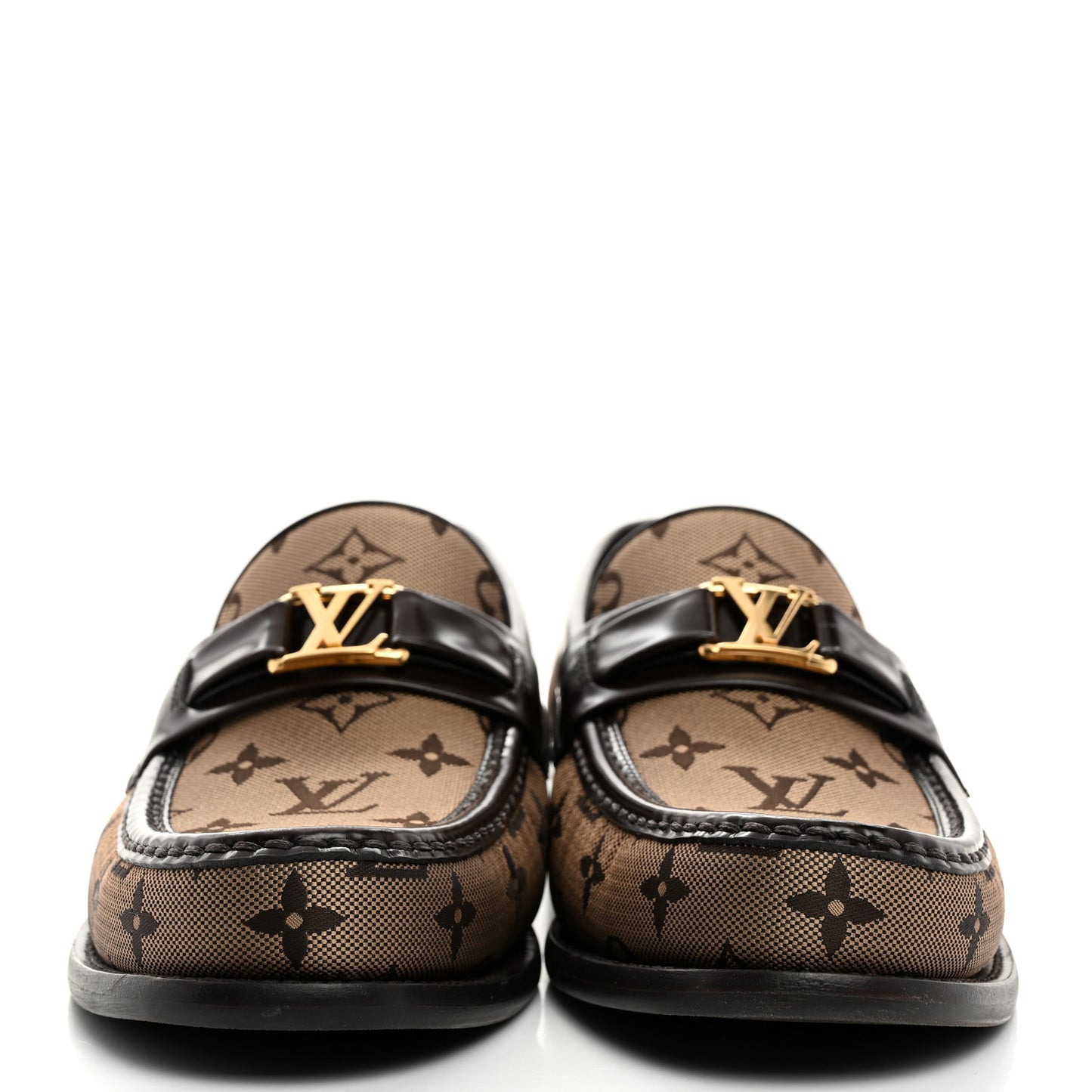 Monogram Jacquard Mens Major Loafers 8 Brown