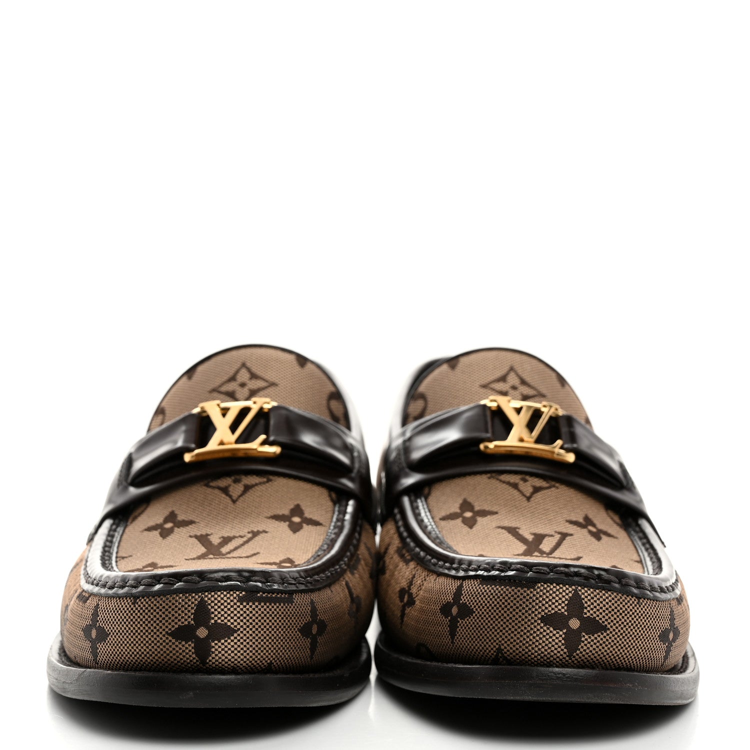 Louis Vuitton Monogram Jacquard Mens Major Loafers 8 Brown 2 of 9