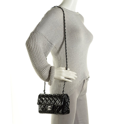 Chanel Patent Calfskin Quilted Mini Rectangular Flap Black 2 of 9