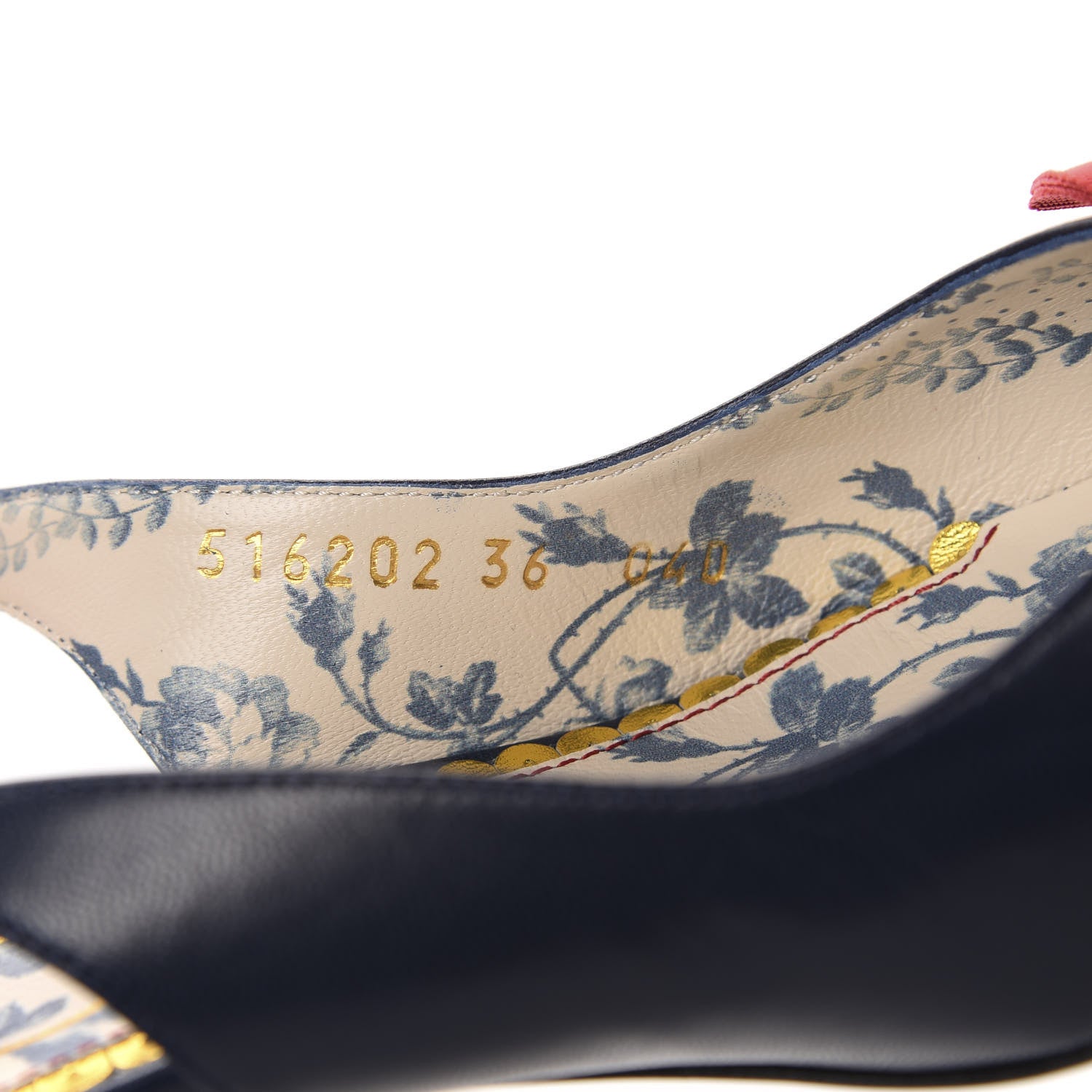 Gucci Malaga Kid Web Bow Jane Low Heel Slingback Pumps 36 Navy 9 of 10