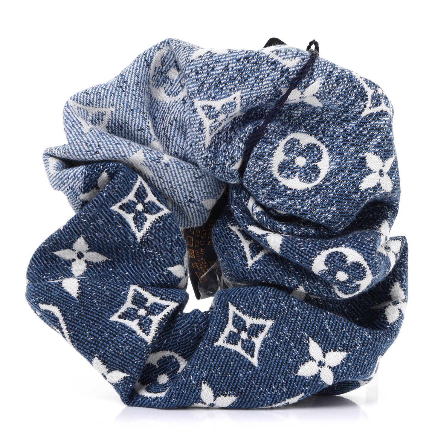 Cotton Denim Chouchou Scrunchy Bleu