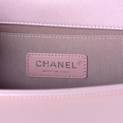 Chanel Metallic Lambskin Chevron Quilted Medium Boy Flap Pink 6 of 13