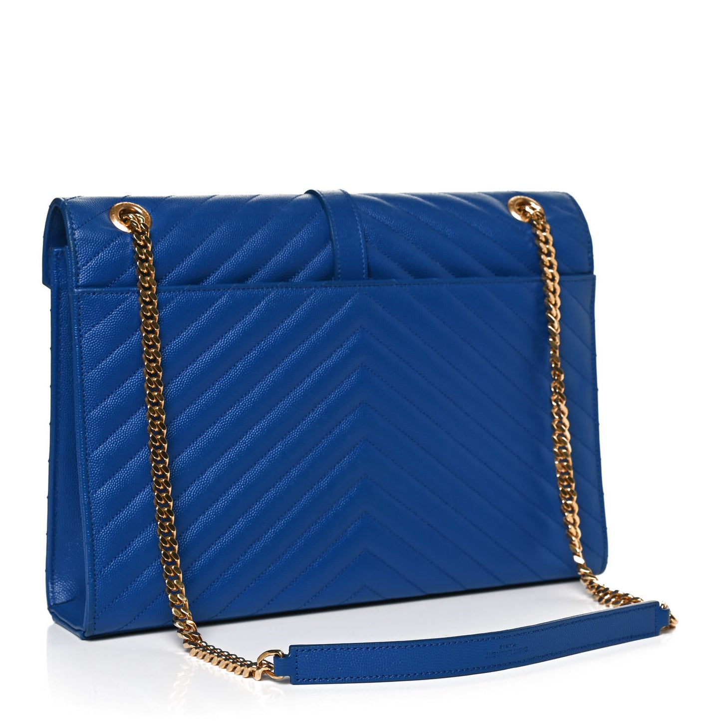 Grain De Poudre Matelasse Chevron Large Monogram Satchel Blue Majorelle