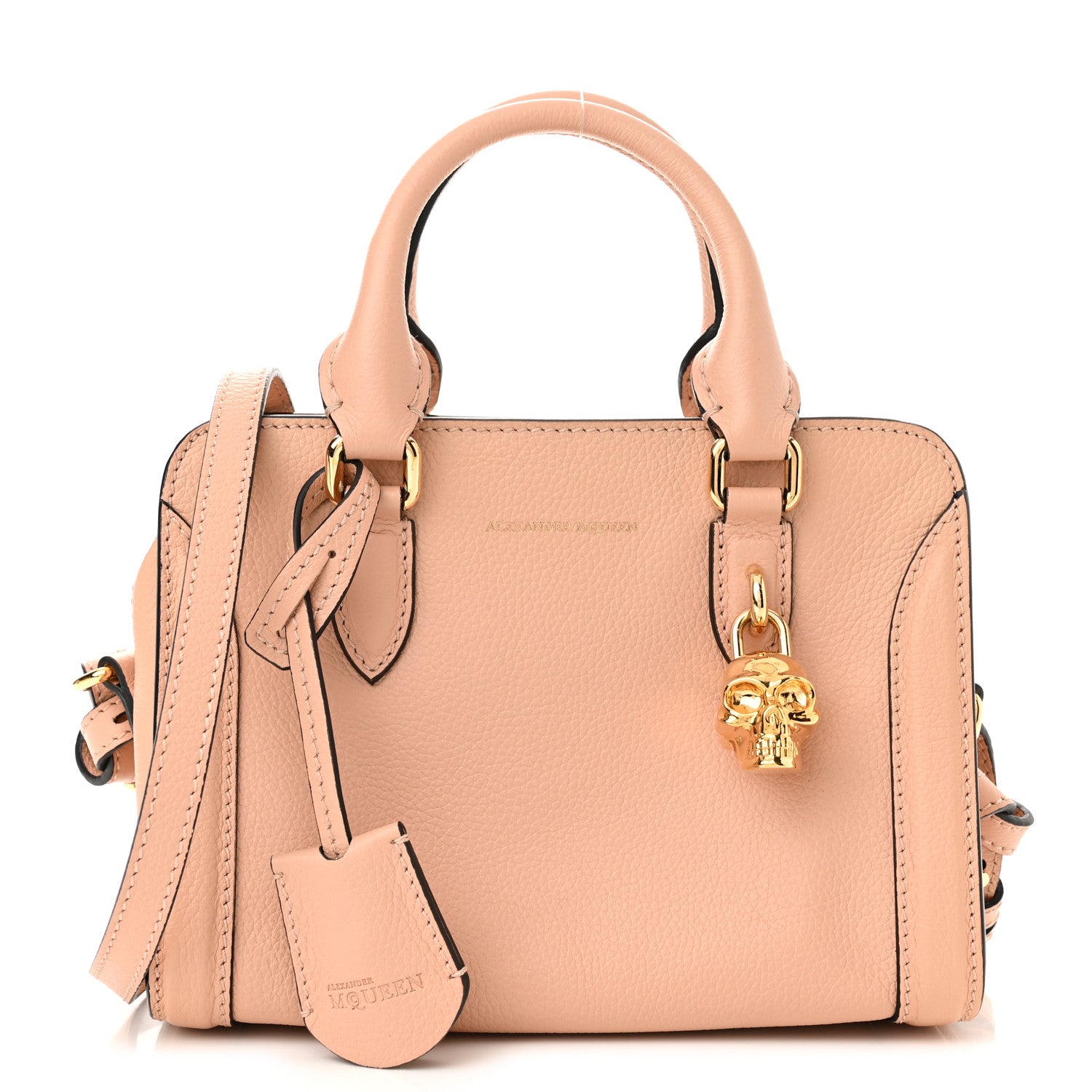 Alexander McQueen Pebbled Calfskin Mini Skull Padlock Zip Around Tote Boudoir 1 of 12