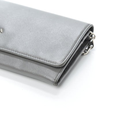 Prada Saffiano Metal Oro Chain Wallet Marmo 8 of 8