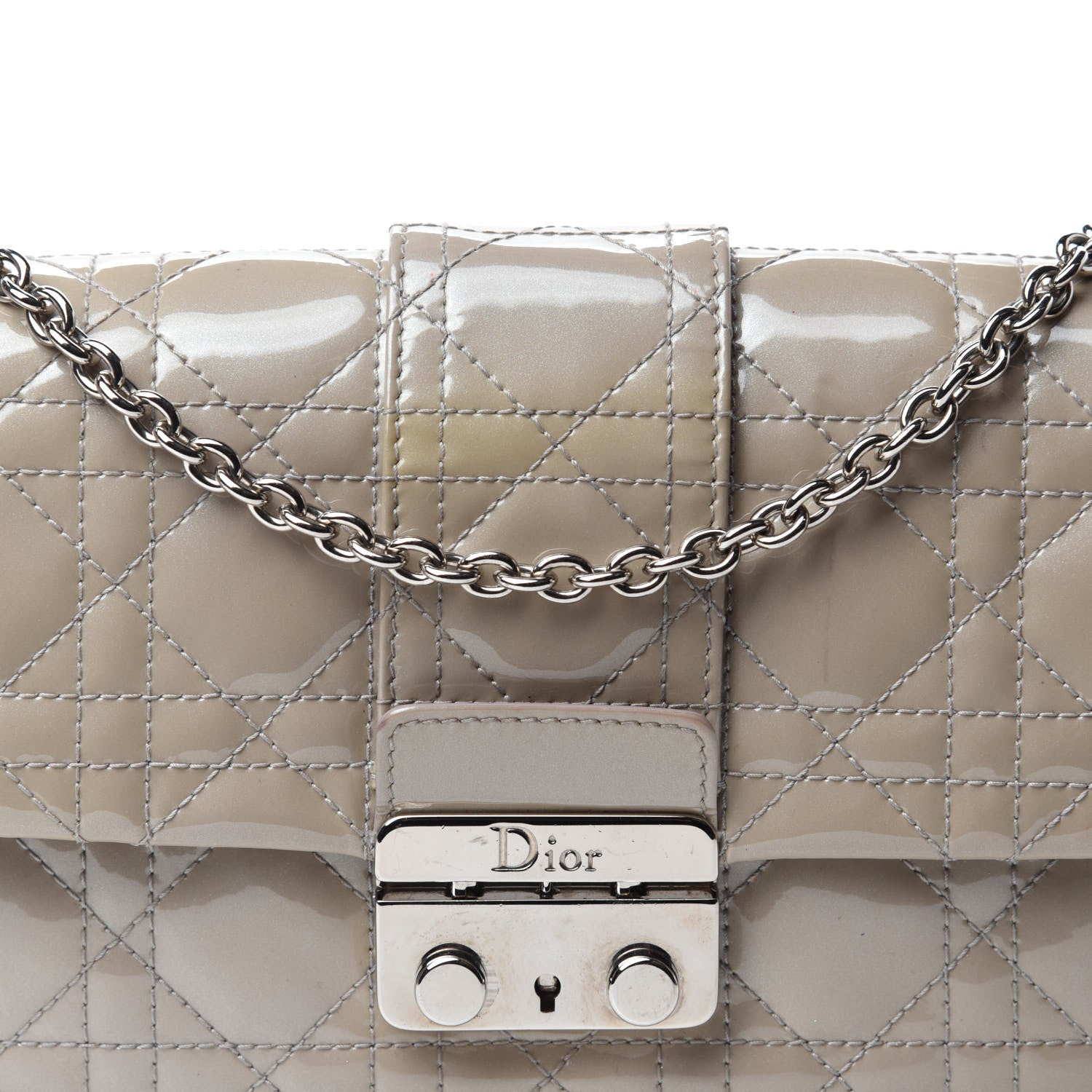 Christian Dior Patent Cannage New Lock Pouch Grey 10 of 10
