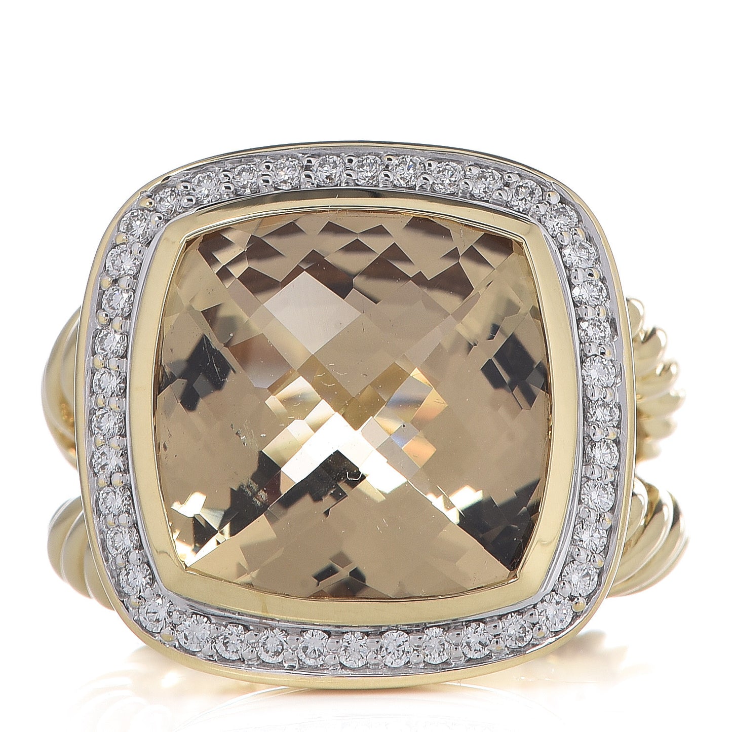 18K Yellow Gold Diamond Champagne Citrine 14mm Albion Ring 54 7